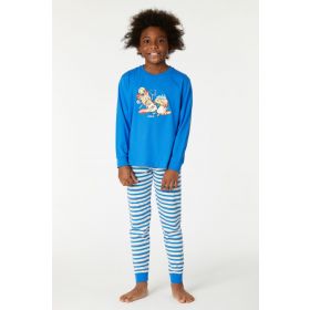 Woody Jongens-Heren Pyjama midden blauw