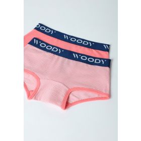Woody Meisjes Boxer duopack roze + wit-r