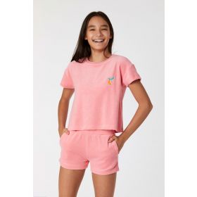 Woody Meisjes-Dames Set van T-shirt en Short roze