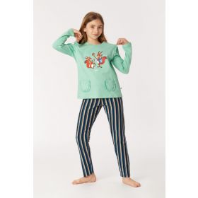 Woody Meisjes-Dames Pyjama lichtgroen