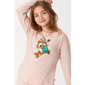 Woody Meisjes-Dames Pyjama oudroze-gebroken wit