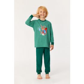 Woody Jongens-Heren Pyjama groen-lichtgroen