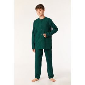 Woody Jongens-Heren Pyjama donkerblauw-groen