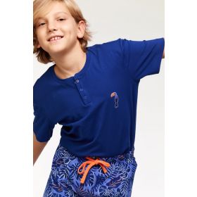 Woody Jongens-Heren Pyjama donkerblauw