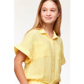Woody Meisjes-Dames Set van T-shirt en Short geel
