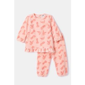 Woody Meisjes-Dames Pyjama haas print roze