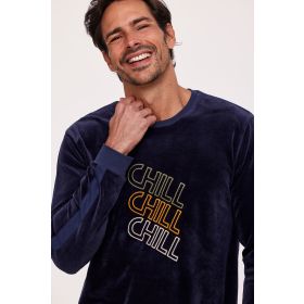 Woody Jongens-Heren Pyjama donkerblauw