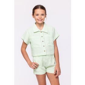 Woody Meisjes-Dames Set van T-shirt en Short groen