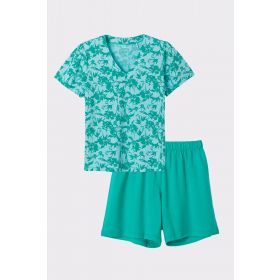 Lords x Lilies Pyjama, blauw-groene bloemenprint