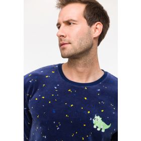 Woody Jongens-Heren Pyjama confetti op donkerbl