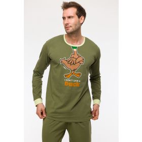 Woody Jongens-Heren Pyjama kakigroen