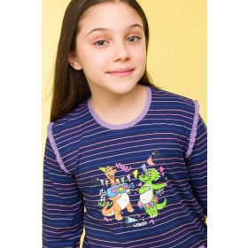 Woody Meisjes-Dames Pyjama multicolor streep