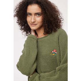 Woody Meisjes-Dames sweater en broek kakigroen