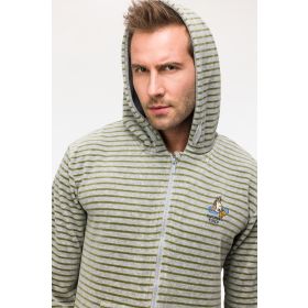Woody Jongens-Heren Onesie groen-grijze streep