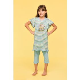Woody Meisjes-Dames Pyjama multicolor streep