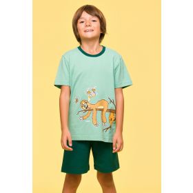 Woody Jongens-Heren Pyjama muntgroen