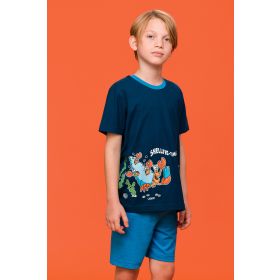 Woody Jongens-Heren Pyjama donkerblauw