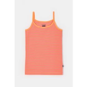 Woody Meisjes Singlet koraal-oranje streep
