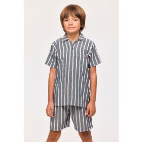 Woody Jongens-Heren Pyjama donkerblauwe streep