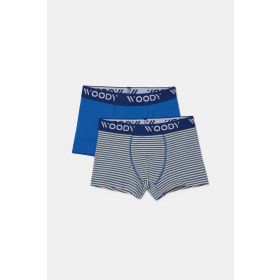 Woody Jongens boxer set blauw + streep