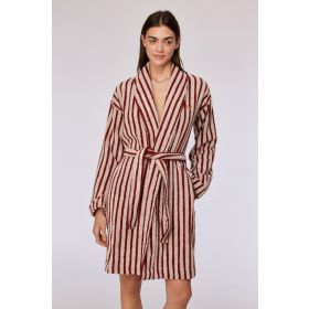 Woody Dames badjas beige-bordeaux stree