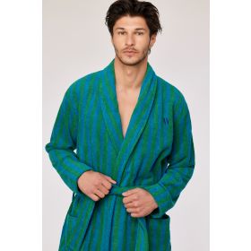 Woody Heren badjas groene streep