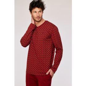 Woody Heren pyjama donkerrode geometris