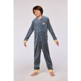 Woody Unisex onesie antraciet-gele stree