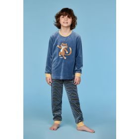 Woody Jongens-Heren pyjama blauwgrijs