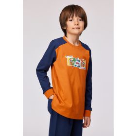 Woody Jongens-Heren pyjama donker oranje