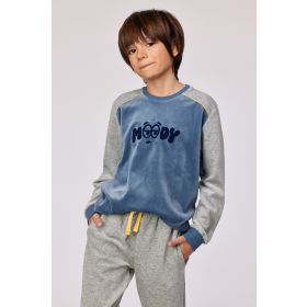 Woody Jongens-Heren pyjama blauwgrijs
