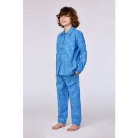 Woody Jongens-Heren pyjama blauw ruitje