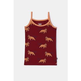 Woody Meisjes Singlet donkerrode ponyprint