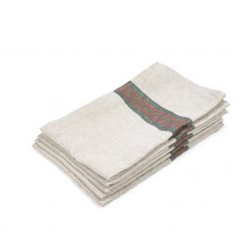 Libeco Dock Handdoek 70x70 Green stripe-Een maat